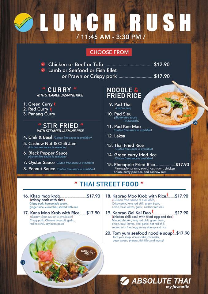 LUNCH RUSH MENU Absolute Thai Group